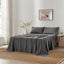Brosa Stonewashed Cotton Sheet Set (Charcoal, Single) Carousel 1