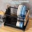 2-Tier Household Dish Rack Countertop Storage With Drainboard Black Carousel 4