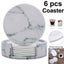 6Pcs Marble Cup Coaster Round Leather Heat Insulation Mat for Kitchen Table Home Carousel 1