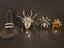 $1R: Exotic 3 Crystal Spiders Brooches + 2 Certified Möbius strip couple rings Carousel 3
