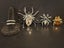 $1R: Exotic 3 Crystal Spiders Brooches + 2 Certified Möbius strip couple rings Carousel 6