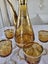 Vintage Amber Glass Decanter Set – Bohemian Style – Gold Gilded – 4 Glasses Carousel 1
