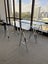 One Modern glass office desk on chrome trestle legs Carousel 1