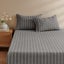 Dreamaker Rumi Washed Cotton Fitted Sheet Set White Stripe King Single Bed Carousel 2