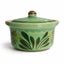 Vintage Mini Green Lidded Pot / Small Hand-Painted Ceramic Dish Carousel 1