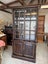 Quality Vintage Solid Oak Beveled Glass Bookcase Cabinet Carousel 7