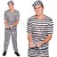 PRISONER COSTUME Halloween Jail Convict Adult Outfit Black White Short Sleeve Carousel 3
