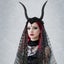 Halloween Goat Horns Headband with Veil Women Gothic Style Halloween Headpiece Carousel 2