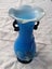 Gorgeous "Murano Style" Vintage Blue Art Glass Vase (glass flower appliqués) Carousel 6