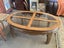 Vintage French Provincial style oval coffee table glass inserts in frame. Carousel 13