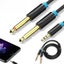 3.5mm to 6.35mm 1/8" TRS to Double 1/4" TS Stereo Y-Splitter Cable for Speaker Carousel 1