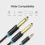 3.5mm to 6.35mm 1/8" TRS to Double 1/4" TS Stereo Y-Splitter Cable for Speaker Carousel 5