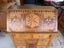 Circa 1950's Solid Rimu Frame With NZ Native Timbers Inlay Drop Front Desk Carousel 4
