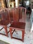 PAIR Circa 1950's Chinese Solid Elm Red Lacquer Chairs Carousel 2