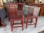 PAIR Circa 1950's Chinese Solid Elm Red Lacquer Chairs Carousel 18