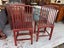 PAIR Circa 1950's Chinese Solid Elm Red Lacquer Chairs Carousel 19