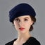 French Berets Caps For Women Fashion 100% Wool Felt Fedora Hat Winter Blu Carousel 5
