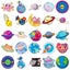 50 Stickers - Illustrated Planets Carousel 2