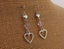 Double Heart & Pink Bead Silver Tone Earrings Carousel 1