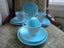 POOLE POTTERY 1960s THREE Gorgeous Blue and Grey Glossy TRIOS Carousel 1