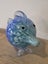 Large Vintage Blue Art Glass Fish Carousel 16