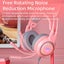 Ear Gaming Headset Wired Headphones with Microphone for PC PS4 PS5 One Pink Carousel 3