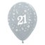 Balloons Age 21 Silver Metallic Pearl - Pack of 25 Carousel 1