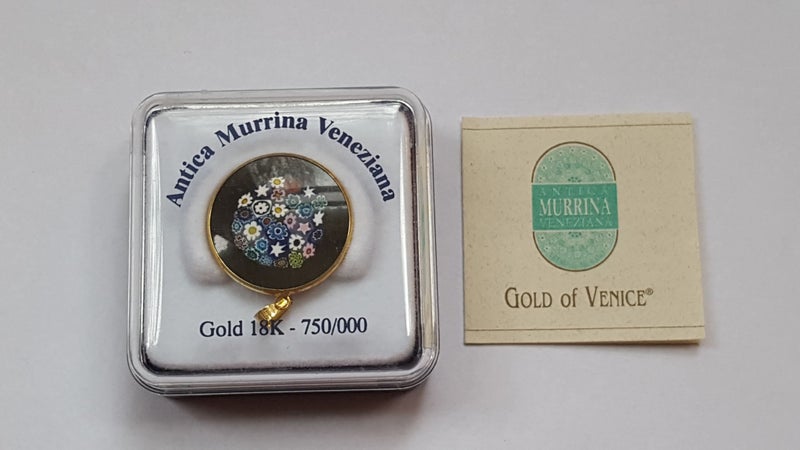Stunning Vintage 18ct Gold Venetian Millefiori Pendant Carousel 1