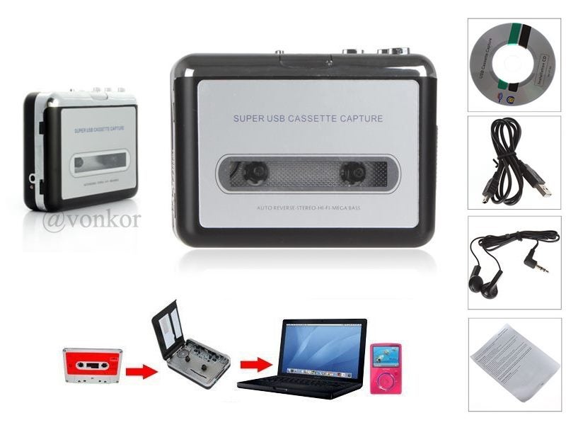 USB Cassette Player Capture Cassette Tape to MP3 Directly Recorder Converter NEW Carousel 9