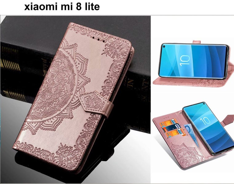 Xiaomi Mi 8 lite leather wallet case embossed mandala pattern rg Carousel 1