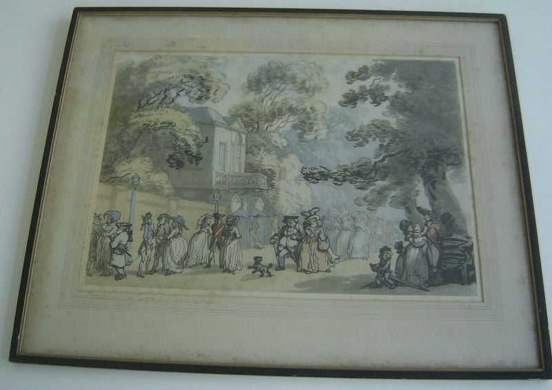 18thC Rowlandson Style Hand Coloured Lithograph \ Carousel 2