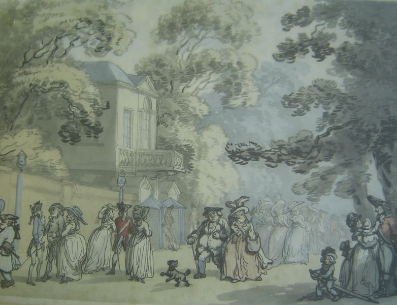 18thC Rowlandson Style Hand Coloured Lithograph \ Carousel 1
