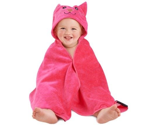 Kiddie Towels - Cerise Cat Carousel 1