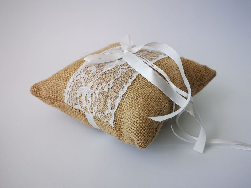 Lace And Burlap Ring Cushion 15cm X 15cm Trade Me