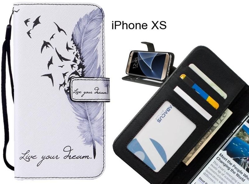 iPhone XS case leather wallet case printed ID Carousel 1