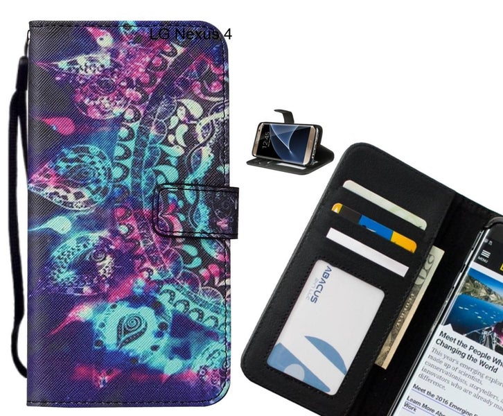 LG Nexus 4 case leather wallet case printed ID Carousel 1