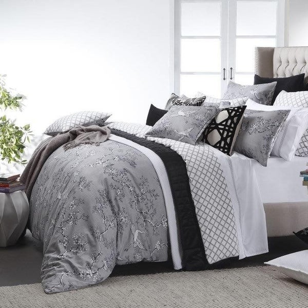 The Cranes Silver Super King Bed Quilt Cover Set By Florence