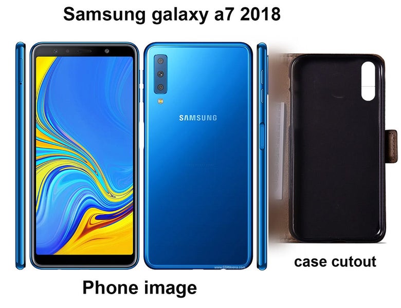 Galaxy A7 2018 a750 case leather wallet slim cow hide finish side magnet brn Carousel 2