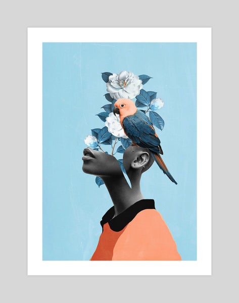 Girl With Parrot by Dada22 Art Print Carousel 1