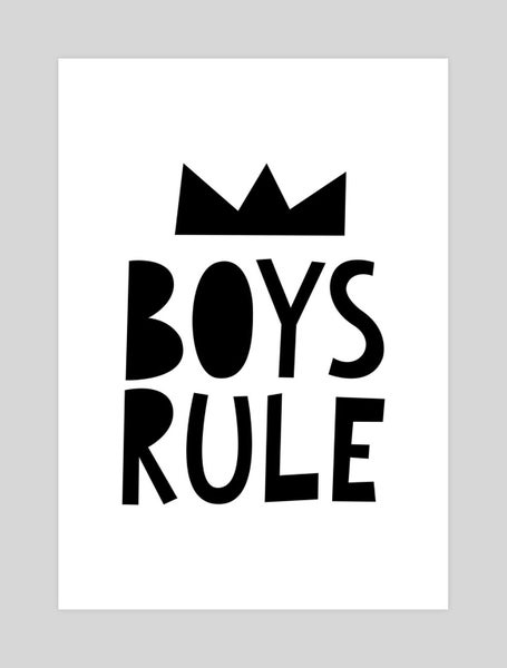 Boys Rule by Mini Learners Nursery Art Print Carousel 1