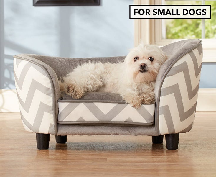 Enchanted Home Chaise Lounge Pet Bed For Small Dogs Grey Dog