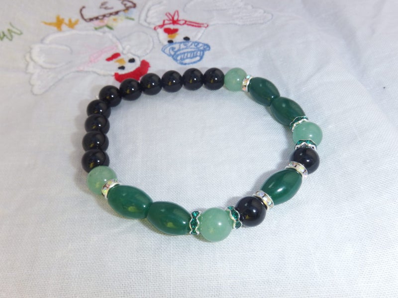 Black Onyx & Green Jade Bracelet Carousel 1
