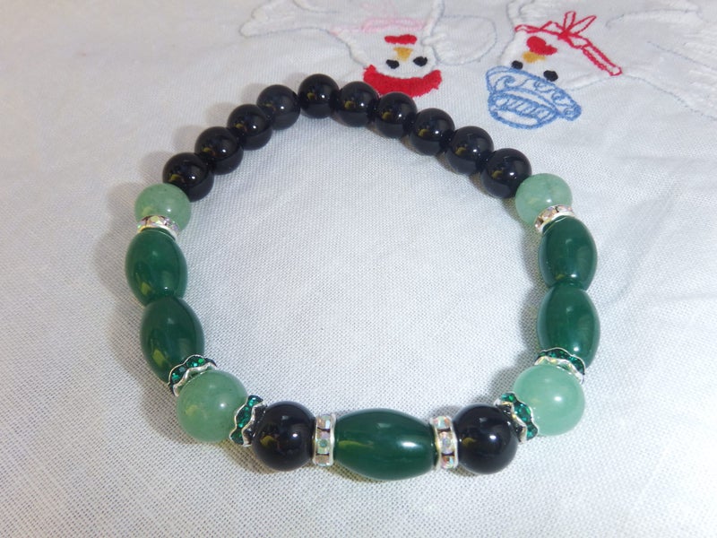 Black Onyx & Green Jade Bracelet Carousel 2