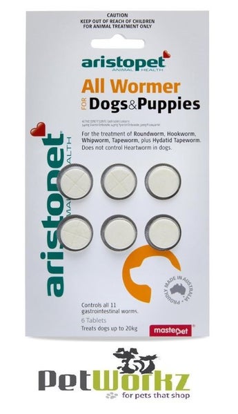 ARISTOPET DOG & PUPS ALL WORMER 6 PACK (UP TO 10KG PER TABLET) Carousel 1