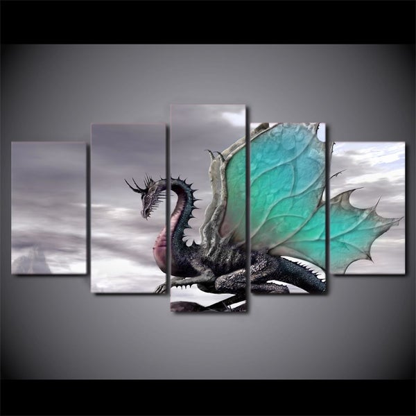 X'MAS SALE FREE SHIPPING - Large 5 Piece Canvas Art Print - Dragon Carousel 1