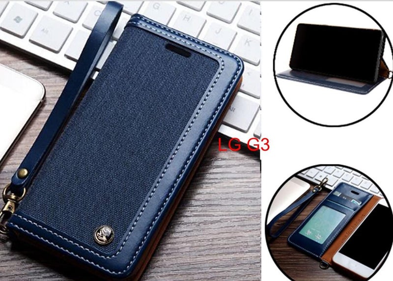LG G3 Case Wallet Denim Leather Case Carousel 1