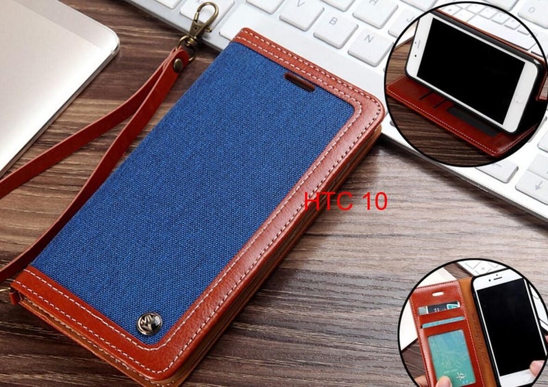 HTC 10 Case Wallet Denim Leather Case Carousel 1