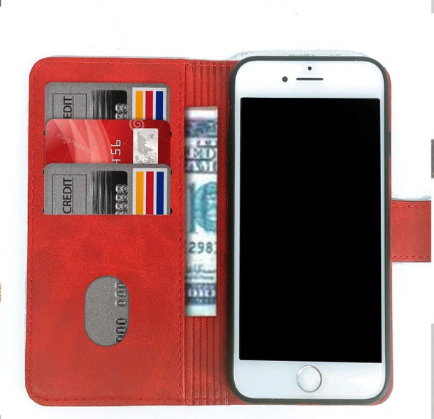 Iphone 6 6s case leather wallet 3 slots cow hide finish wine Carousel 3