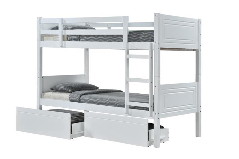 Bunk Beds Drawers White Colour Plus Two Pocket Spring Mattresses