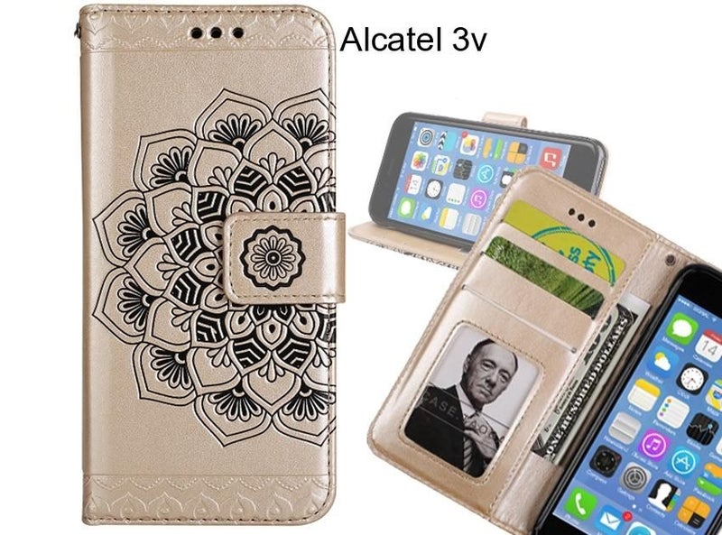 Alcatel 3v Case mandala embossed leather wallet case Carousel 1
